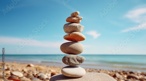 Balance Stones on Beach. Balance and Harmony Concept 