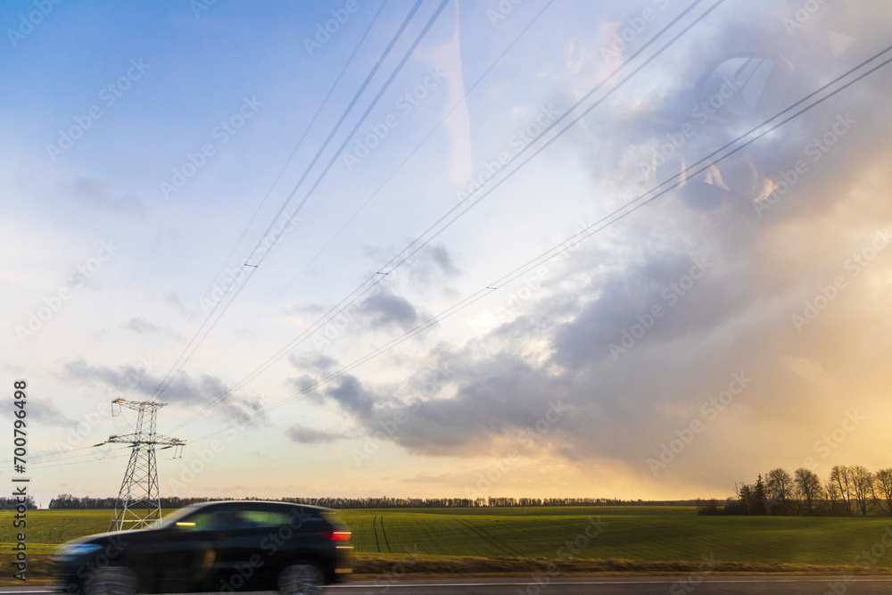 Fototapeta premium Dramatic sky during sunset hour. Nature