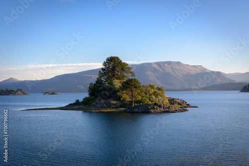 Isla en medio de Lago Aluminé - Villa Pehuenia- Neuquén photo