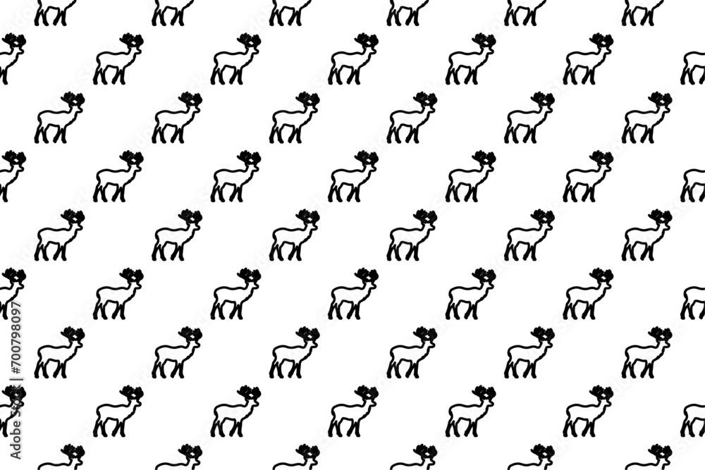 Seamless pattern completely filled with outlines of deer symbols. Elements are evenly spaced. Vector illustration on white background Seamless pattern completely filled with outlines of deer symbols. Elements are evenly spaced. Vector illustration on white background