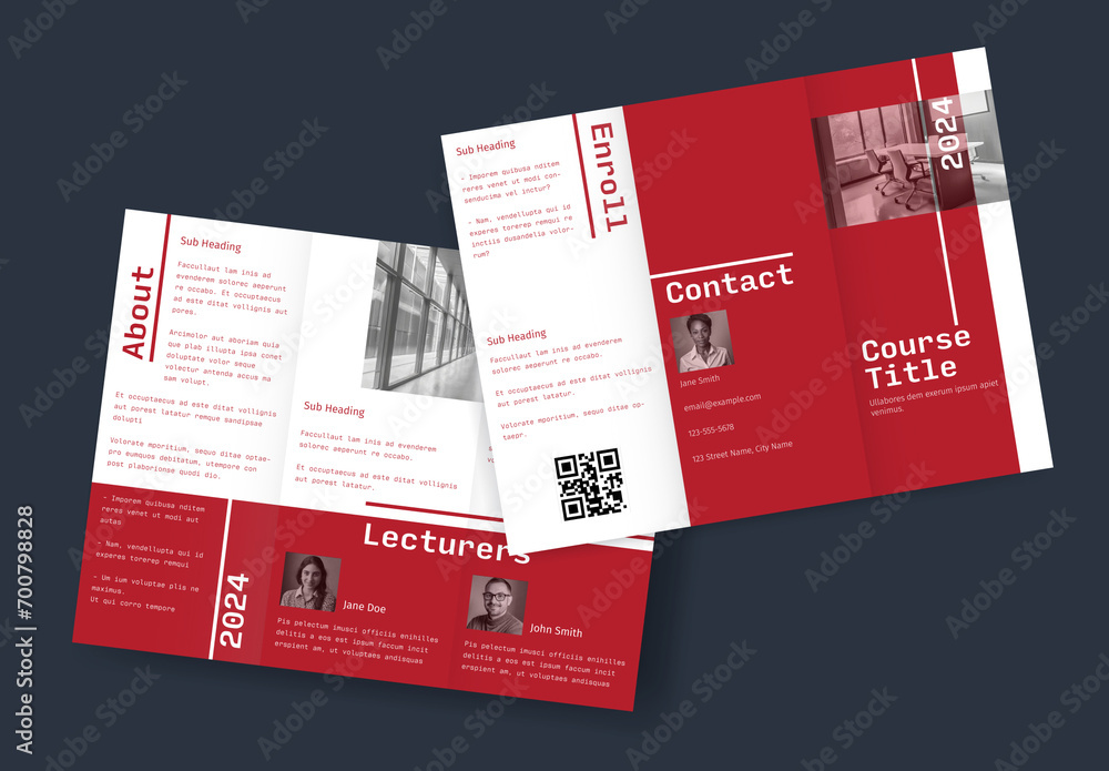 Student Course TriFold Brochure InDesign Template Stock Template ...