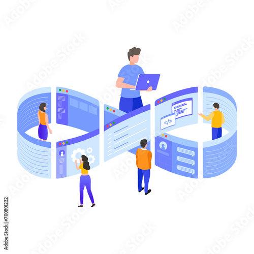 DevOps engineers team working on the project