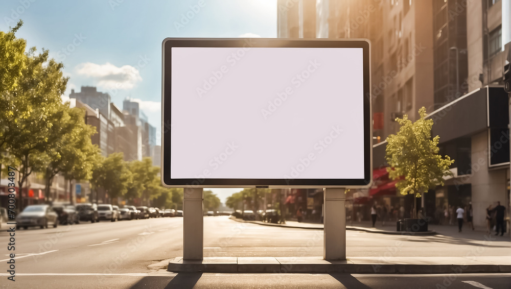 Blank empty advertising banner on the day street Blank empty advertising banner on the day street