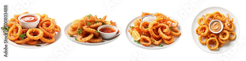 Plate of Fried Calamari Hyperrealistic Highly Detailed Isolated On Transparent Background Png File