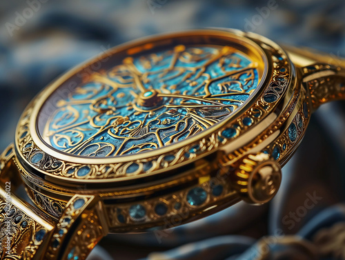 Close-up photos of Luxury gold watch