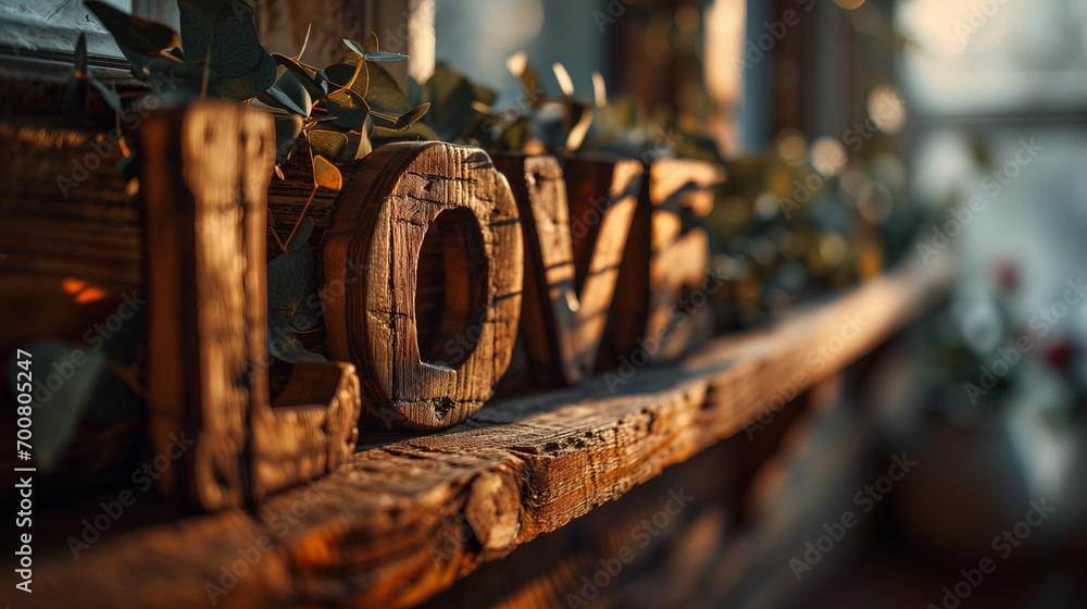 Rustic wooden letters of the word Rustic wooden letters of the word
