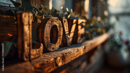 Rustic wooden letters of the word 