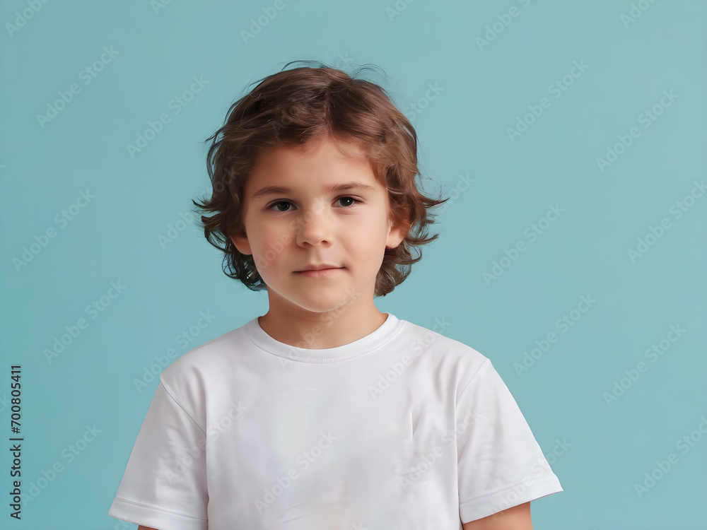 portrait of a white t-shirt kid for mockup (Generative AI) portrait of a white t-shirt kid for mockup (Generative AI)