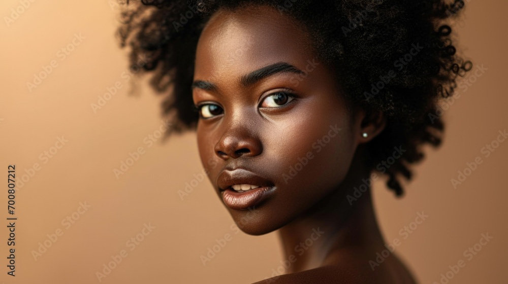 A Close Up of a Young Woman with Curly Hair A Close Up of a Young Woman with Curly Hair