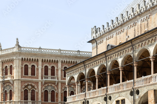 View of Palazzo della Ragione and Palazzo delle Debite at Piazza delle Erbe in Padua city center; Veneto, Italy