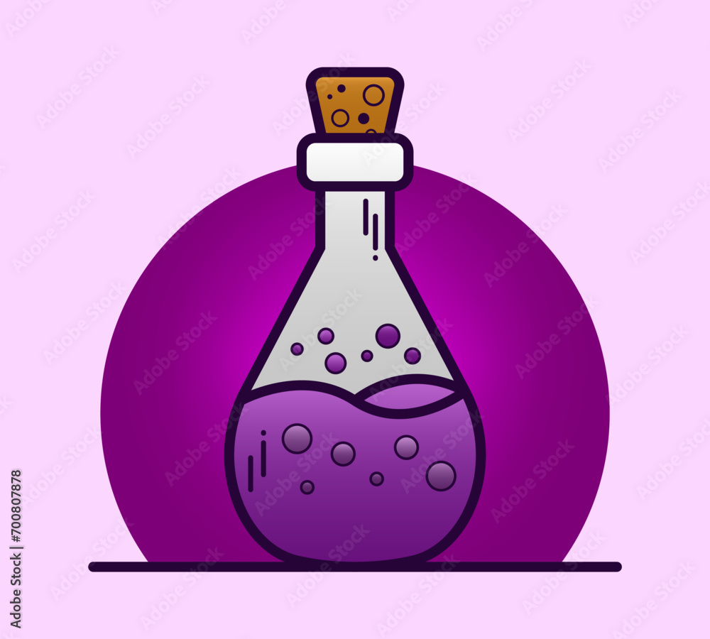 Dangerous purple potion. chemical liquid in a glass bottle. Dangerous purple potion. chemical liquid in a glass bottle.