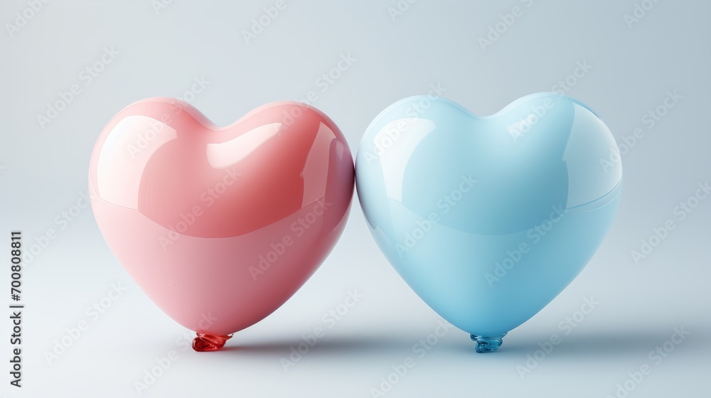 Whimsical Love: Mesmerizing Heart Balloon Background in Enchanting Shades of Blue and Pink