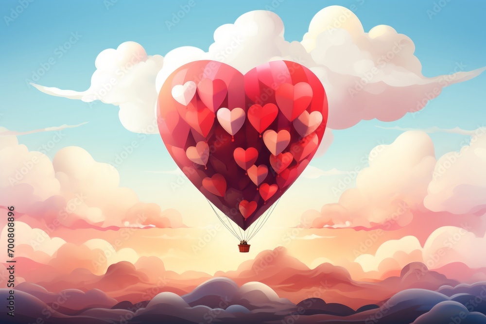 Fototapeta premium Whimsical Love: Mesmerizing Low Polygon Heart Balloon in Flat Style