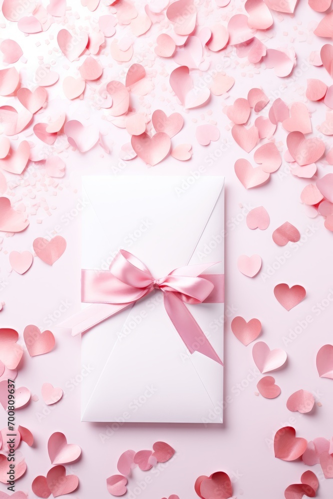 Enchanting Love: Exquisite Valentine's Day Wedding Invitation with Pink and White Roses, Glittering Ribbons, and Perfect Photography