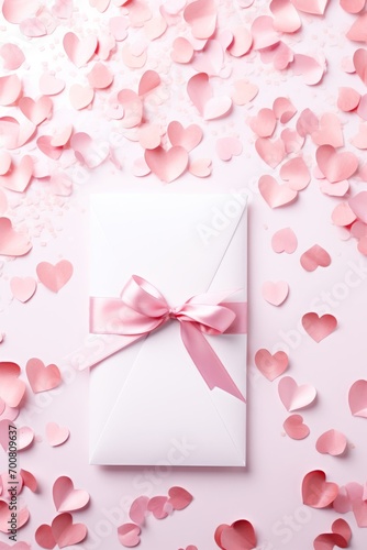 Enchanting Love: Exquisite Valentine's Day Wedding Invitation with Pink and White Roses, Glittering Ribbons, and Perfect Photography © ASoullife