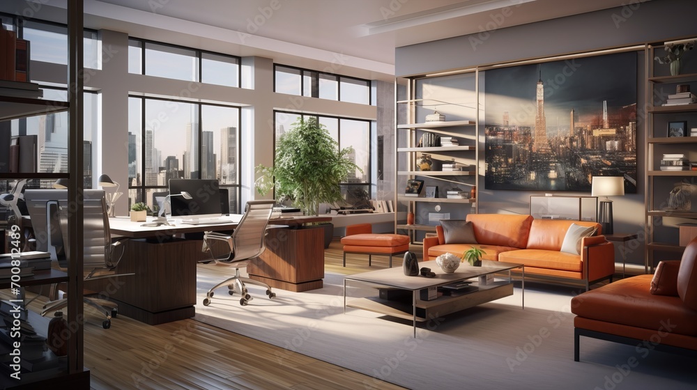 Exquisite Elegance: A Luxurious Office Haven with High-End Art, Private Lounge, and Cutting-Edge Technology Exquisite Elegance: A Luxurious Office Haven with High-End Art, Private Lounge, and Cutting-Edge Technology