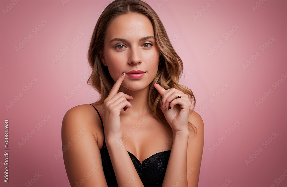 Portrait of a self esteemed girl with studio lighting background. Cosmetic endorsement. Copy space. Portrait of a self esteemed girl with studio lighting background. Cosmetic endorsement. Copy space.