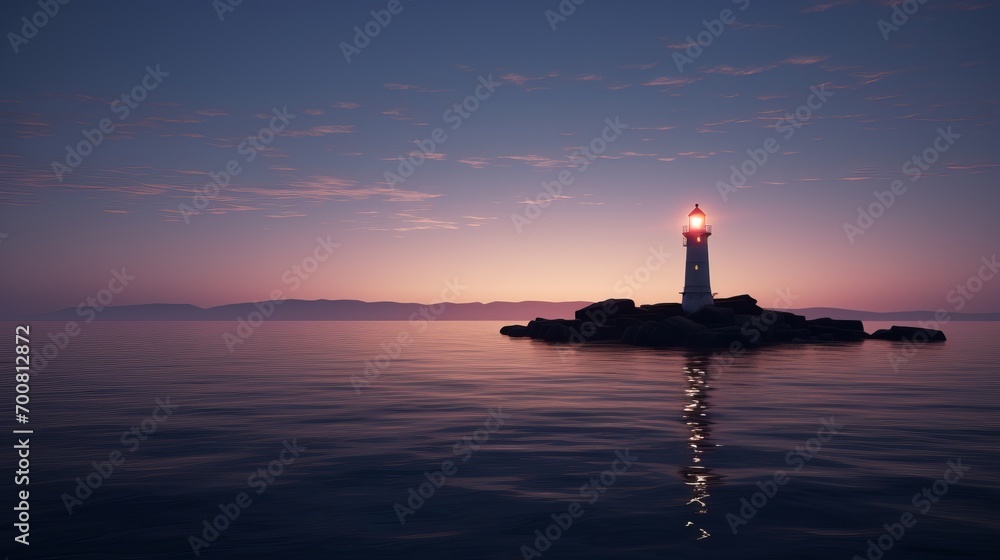 Guiding Light: Serene Lighthouse at Dusk Illuminates the Path to Safety and Tranquility