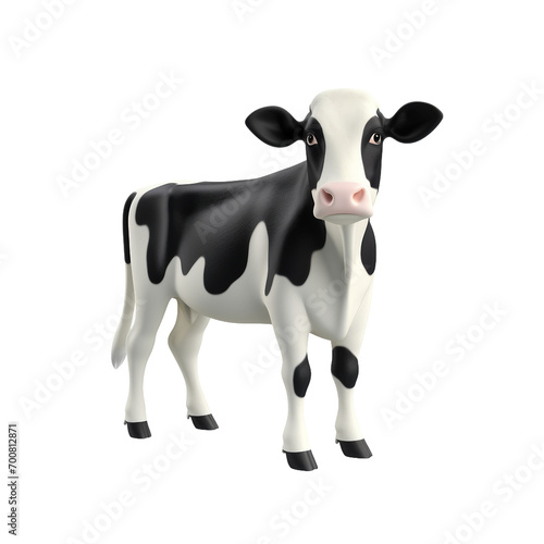 3D White-Black Cow Rendering