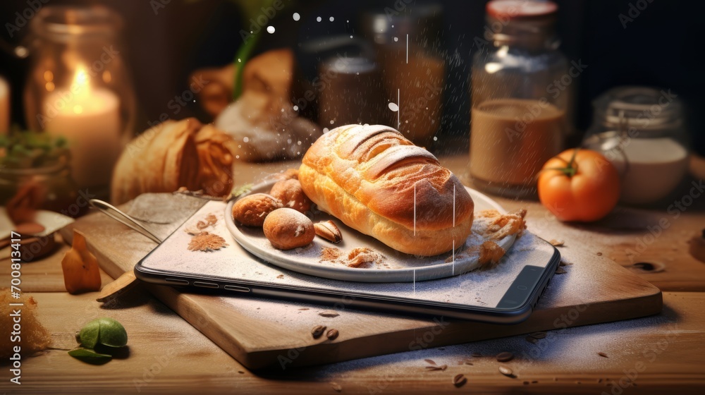 Indulge in Home Baking Bliss: A Delectable Smartphone App for Passionate Bakers, Featuring Tempting Pastries and a Trusty Rolling Pin Indulge in Home Baking Bliss: A Delectable Smartphone App for Passionate Bakers, Featuring Tempting Pastries and a Trusty Rolling Pin