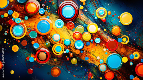 Abstraction with color circles symbolizing the variety of algorithms and methods of machine learnin photo