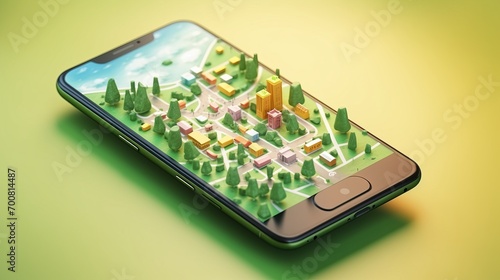 Wallpaper Mural Urban Navigator: Isometric Smartphone Map with Seamless Branding Space - Discover the City's Best Routes and Transportation Options Torontodigital.ca
