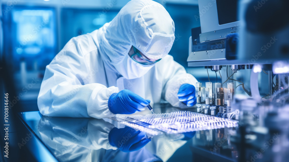 Cutting-Edge Precision: Brilliant Scientist Unveils the Secrets of Microchip Manufacturing in a Sterile Environment Cutting-Edge Precision: Brilliant Scientist Unveils the Secrets of Microchip Manufacturing in a Sterile Environment