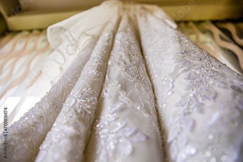 Afghani bride's traditional wedding outfit close up