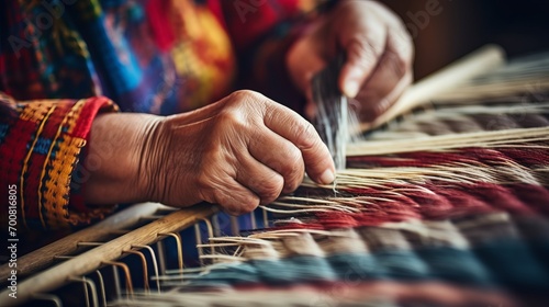 Masterful Artistry: Mesmerizing Hands Weaving Intricate Patterns on Loom - A Captivating Display of Skill and Precision