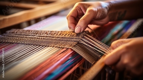 Artistry in Motion: Mesmerizing Hands Weaving on Loom, Unveiling Intricate Tapestry Patterns