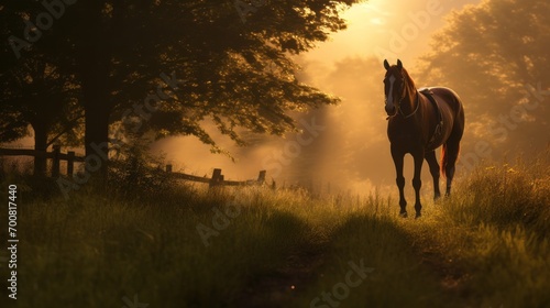 Graceful Harmony: Expert Horse Trainer Guides Majestic Stallion through Enchanting Meadow © ASoullife