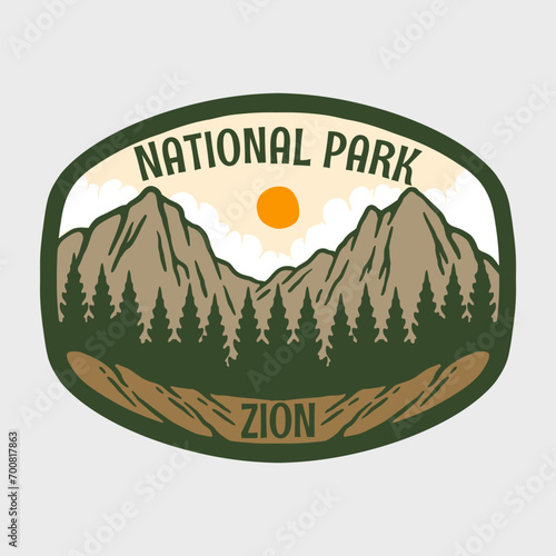 VECTOR ILLUSTRATION OF ZION NATIONAL PARK BADGE DESIGN 