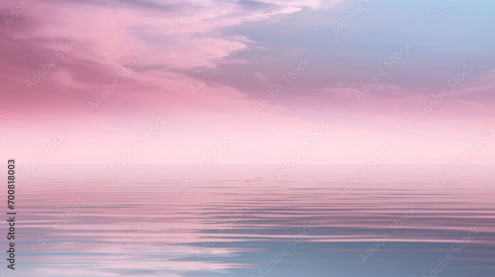 Obraz premium Pastel colored seascape under soft pink sky.