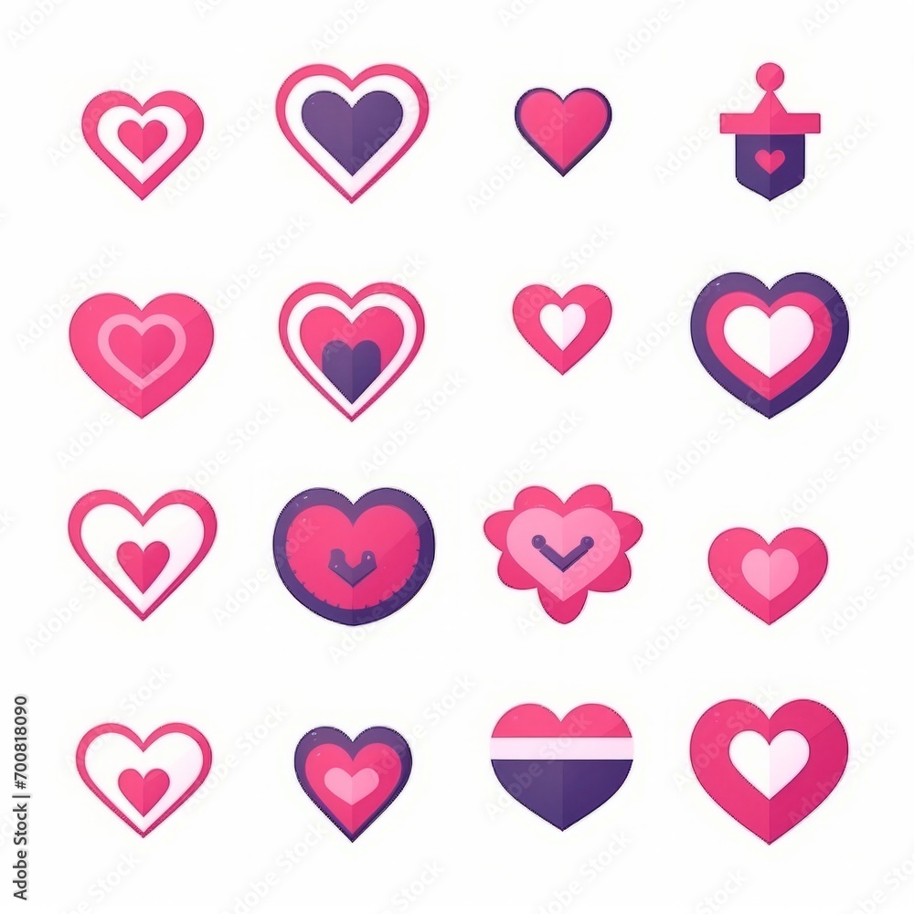Enchanting Elegance: A Mesmerizing Collection of Pink Flat Style Heart Icons