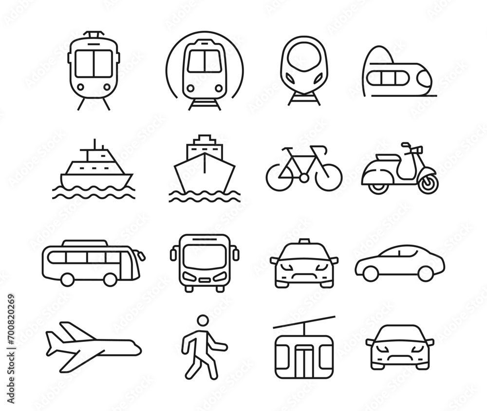 Transport for travel icons set stock illustration Transport for travel icons set stock illustration