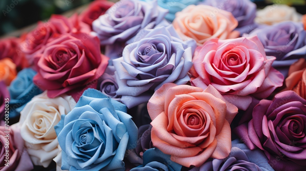 Vibrant Kaleidoscope of Multicolored Roses: A Captivating Top-View Garden Tapestry Vibrant Kaleidoscope of Multicolored Roses: A Captivating Top-View Garden Tapestry