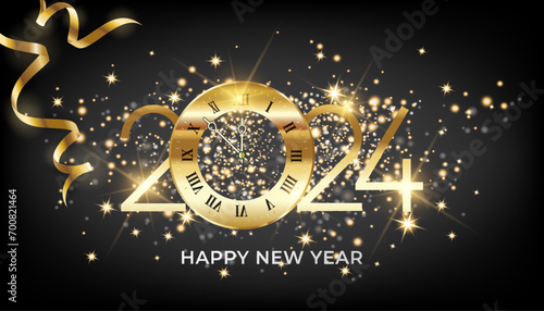 Happy new year 2024 shine background or happy new year 2024