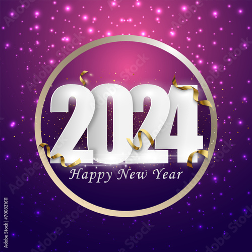 Happy new year 2024 shine background or happy new year 2024