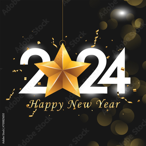 Happy new year 2024 shine background or happy new year 2024