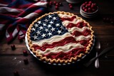 Culinary stars and stripes: A delectable pie arrangement celebrating National Pie Day, adorned with berries in the familiar stars and stripes design. (Pie arrangement with stars and stripes