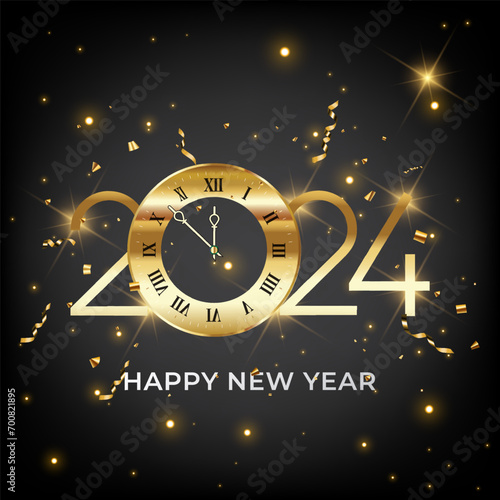Happy new year 2024 shine background or happy new year 2024