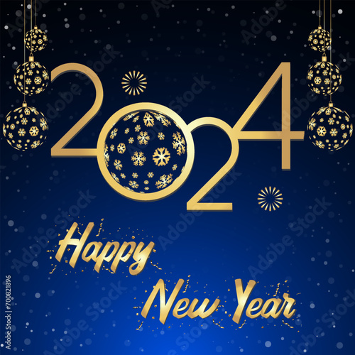 Happy new year 2024 shine background or happy new year 2024
