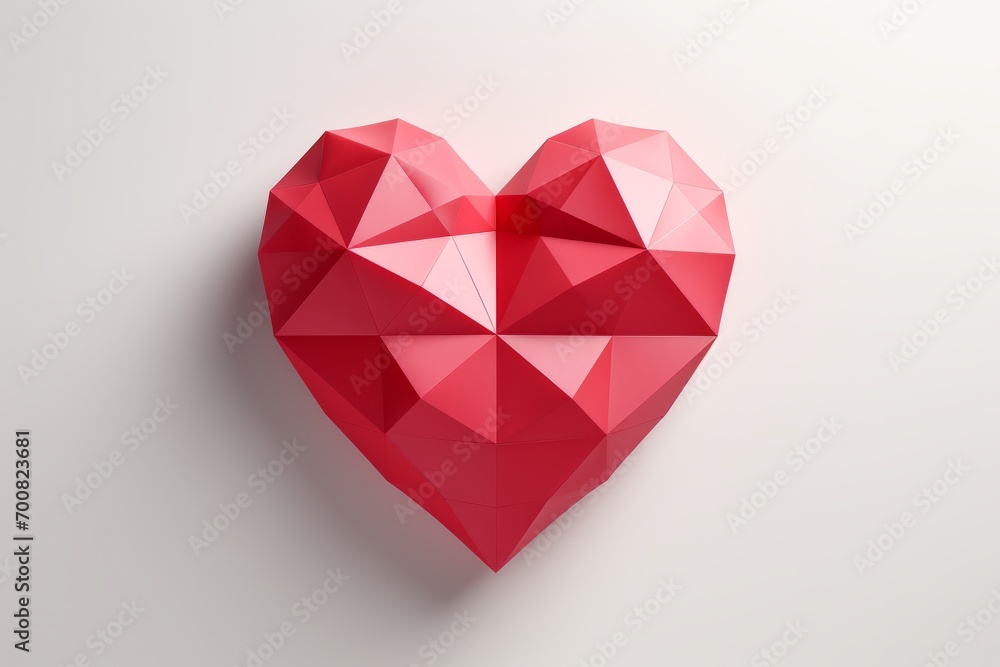 Whimsical Love: Mesmerizing Low Polygon Heart Balloon in Flat Style Whimsical Love: Mesmerizing Low Polygon Heart Balloon in Flat Style