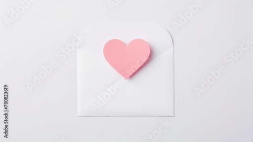 Love Sealed: Heart-Stickered White Envelope Radiates Affection and Sentiment