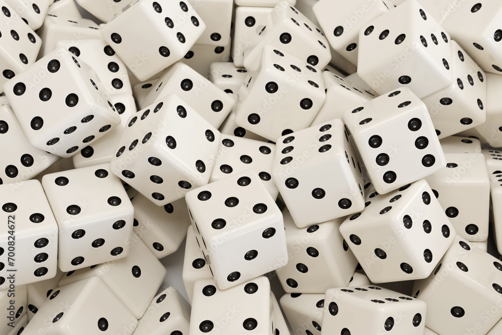 Background of many white dice. 3d illustration. Background of many white dice. 3d illustration.