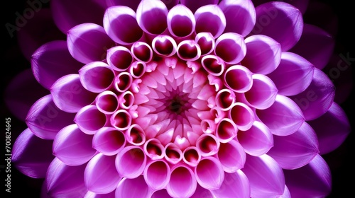 Macro shot of a pink dahlia with intricate petal details, great for gardening content and floral backgrounds © Natalya