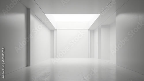Abstract architecture background. White empty room with light. 3D rendering