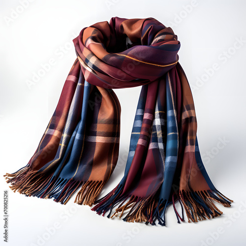 brown plaid scarf isolated on white background 