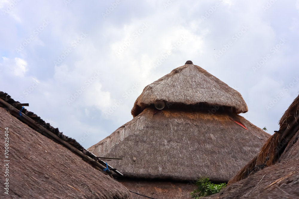 Tatched roof  of Sasak tribe traditional house in Sade village, Lombok island, Indonesia.