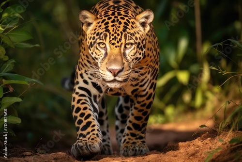 Beautiful and endangered american jaguar in the nature habitat panthera onca wild brasil brasilian wildlife. © kardaska
